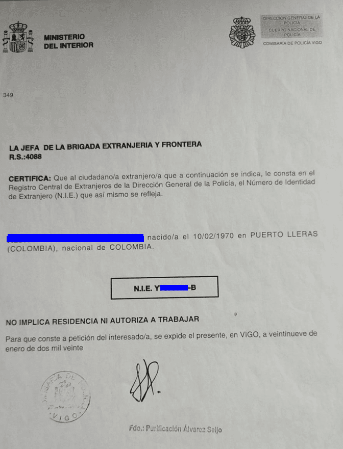 NIE Blanco Para Que Sirve Y N mero De Soporte NIE NIE Blanco Para Que Sirve Y N mero De Soporte NIE